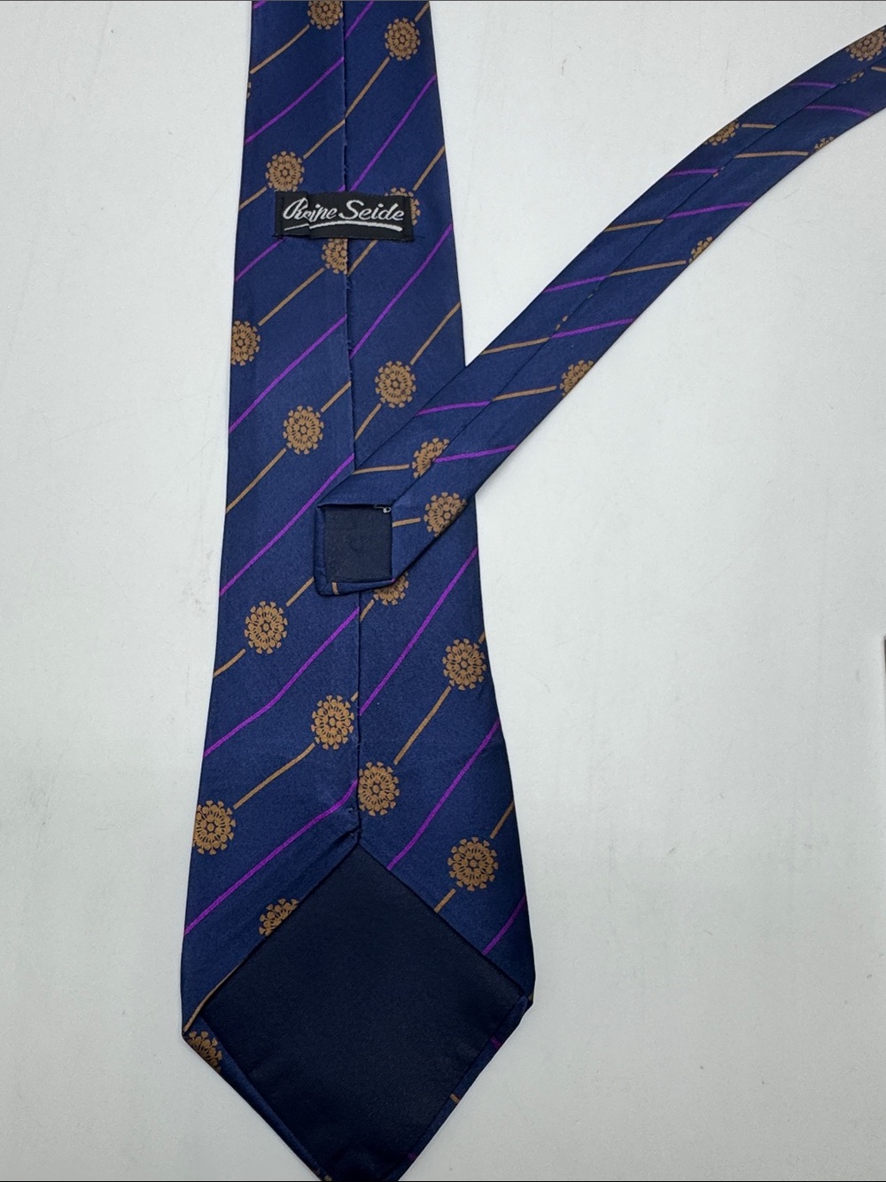 Reine Seide Navy Blue Patterned Pure Silk Tie #0036